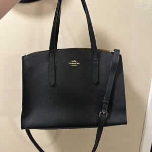 Coach Black Leather Charlie Carryall Tote Bag